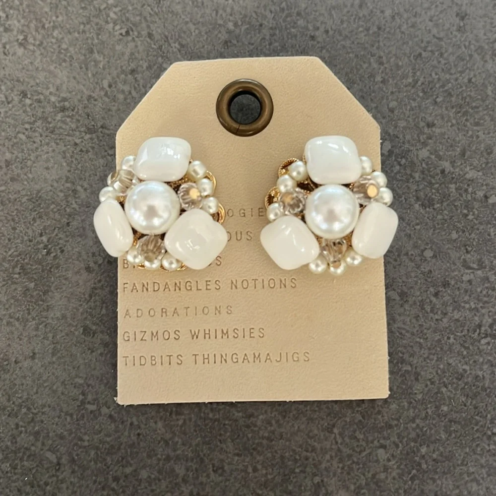 Anthropologie Mixed Crystal and Pearl Earrings - Picture 2 of 7